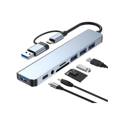 Linkom USB HUB USB3.0+TIP C na 4x USB 3.0+TIP C+SD/micro sd+autio metal Cene