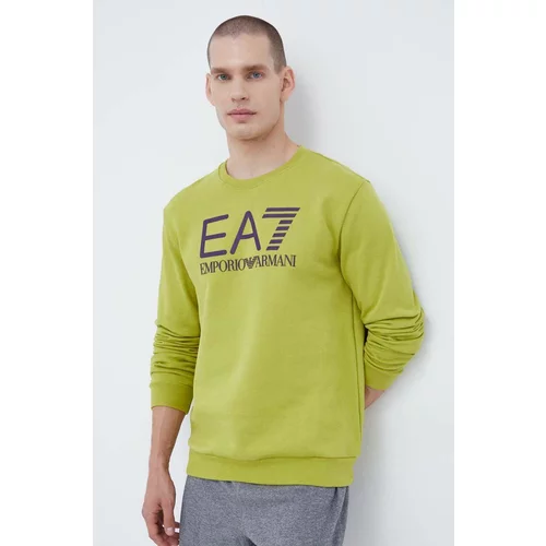 Ea7 Emporio Armani Bombažen pulover moška, zelena barva