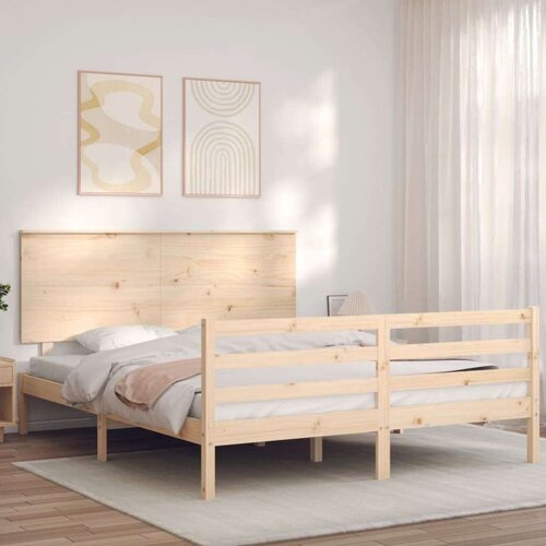  Posteljni okvir z vzglavjem 160x200 cm trden les Cene