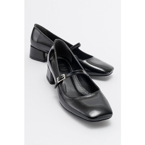 LuviShoes JOFF Black Patent Leather Women's Heeled Shoes Slike