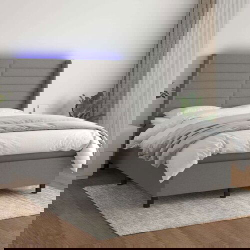  Box spring postelja z vzmetnico LED temno siva 140x200 cm blago, (20789253) Slike