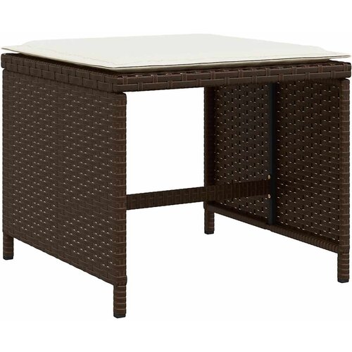  Vrtni taburei s jastucima 4 kom smeđi 41x41x36 cm od poliratana Slike