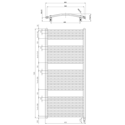 Aqualine kupaonski električni okrugli radijator orbit-e 600W 132x60 cm, beli Slike