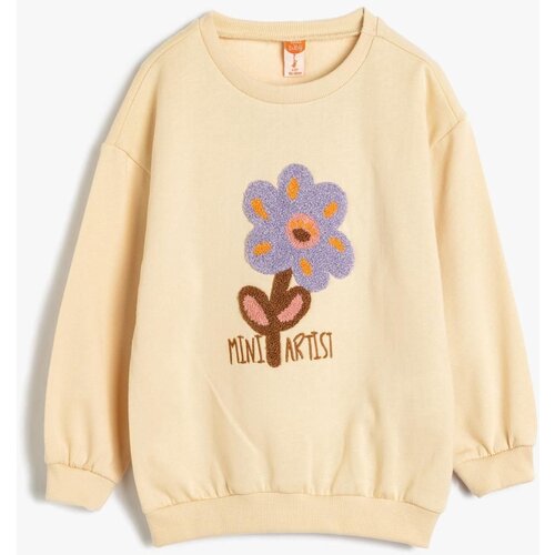 Koton Sweatshirt Floral Applique Detail Long Sleeve Crew Neck Raised Cotton Slike