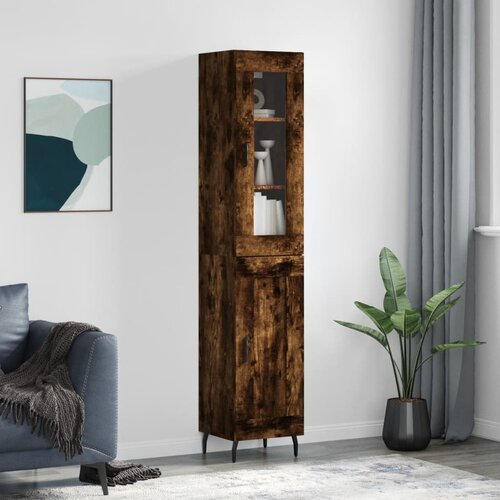 vidaXL Visoka komoda dimljeni hrast 34 5x34x180cm konstruiranog drva Cijene
