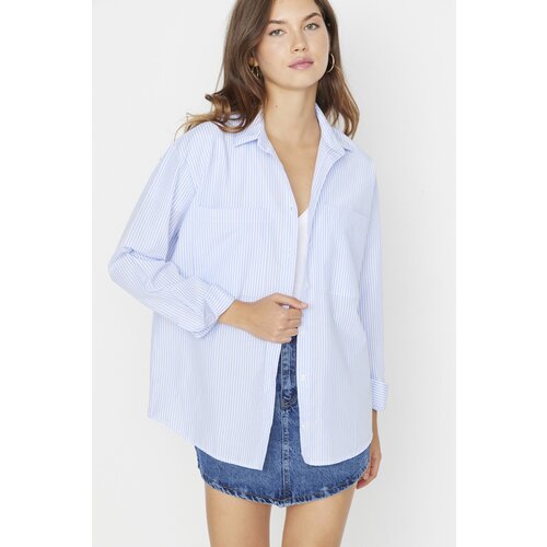 Trendyol Blue Striped Shirt Slike