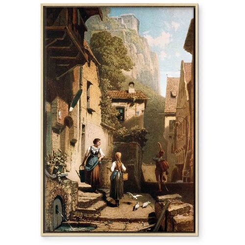  Slika - Carl Spitzweg &amp;ndash; Im Dachst&amp;uuml;bchen 80x120 U prirodnom drvenom okviru Slike