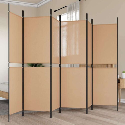  Razdjelnik prostora s 6 panela Bež 300 x 180 cm Tkanina - Bež 300 x 180 cm Cene
