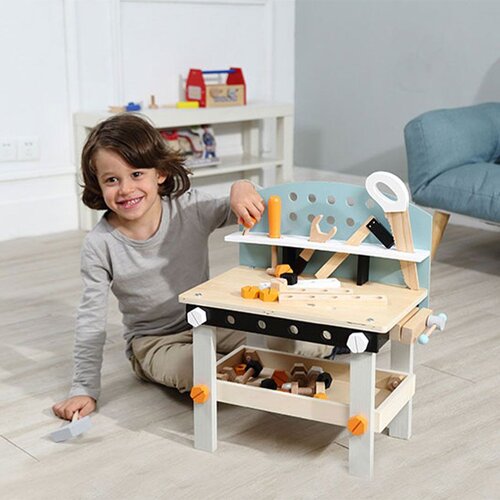 ECO TOYS Drveni stol za alate za djecu s 38 komada Slike