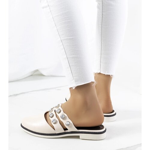 Gemre Beige studded slides Asselt Cene