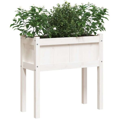 vidaXL Vrtno korito z nogami belo 70x31x70 cm trdna borovina Cene