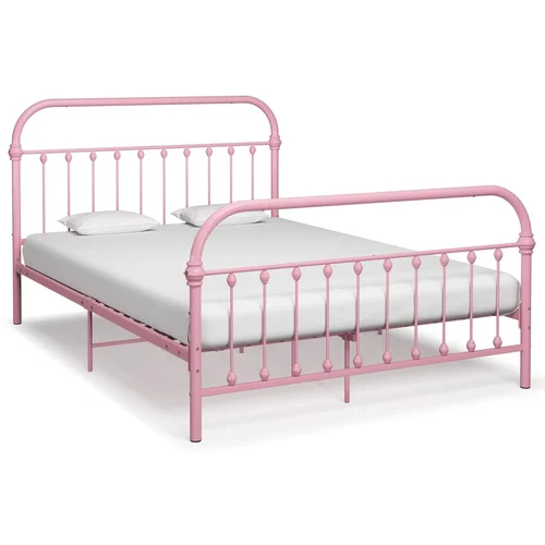vidaXL posteljni okvir roza kovinski 120x200 cm