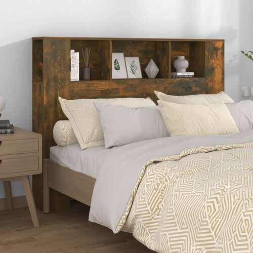 vidaXL Vzglavna omarica dimljeni hrast 140x18,5x104,5 cm Cene