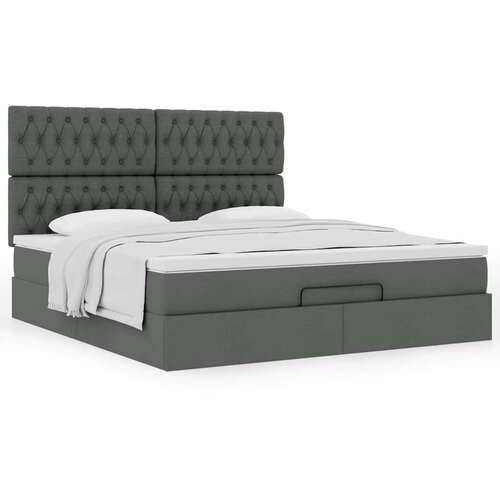  Otomanski krevet s madracem tamnosivi 180x200cm od tkanine Slike