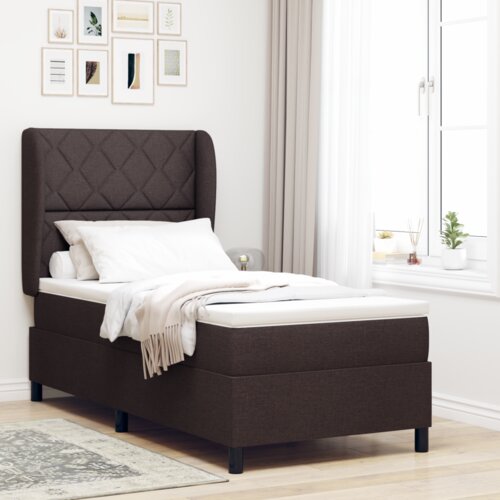 Box Spring Krevet s Madracem - Tamnosmeđi 100x200 cm Tkanina Cijene