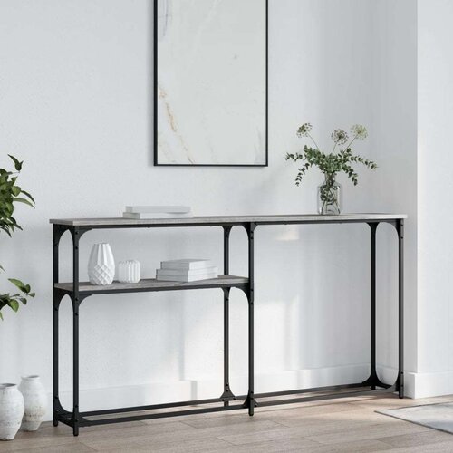  Konzolni stol siva boja hrasta 145x22 5x75 cm konstruirano drvo Slike