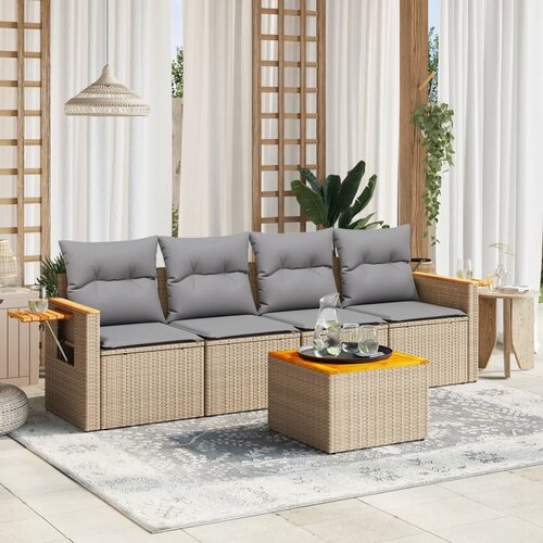 5-dijelni vrtni set sofa s jastucima bež od poliratana Cijene