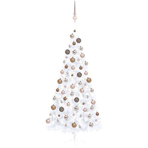 vidaXL umjetna polovica božićnog drvca LED s kuglicama bijela 210 cm Cene