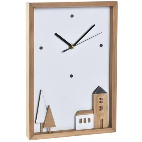  Zidni sat DKD Home Decor Bijela Smeđa Drvo Aluminij Kuće gradski 20 x 4 x 30 cm