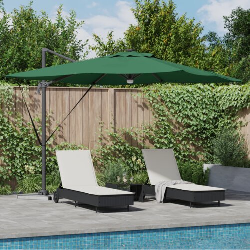  Kantilever Roma Suncobran s LED-ima Zeleni 286x285x270 cm Aluminij Cene