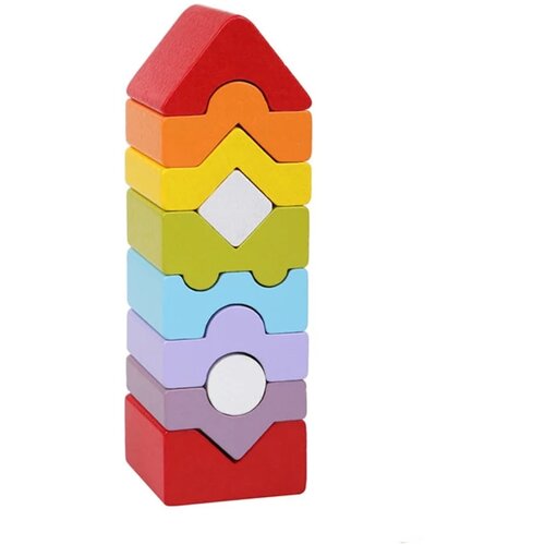 Cubika drvena igračka kula, 10 elemenata Cene