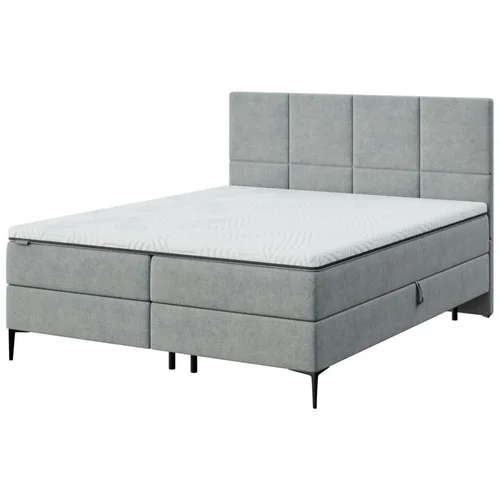 MESONICA Sivi boxspring krevet s prostorom za odlaganje 160x200 cm Bufo –