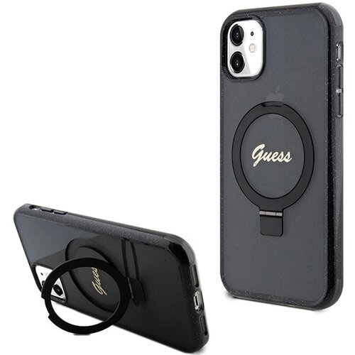 Guess RING STAND SCRIPT GLITER MAGSAFE OVITEK ZA IPHONE 11 XR ČRN, (21833472) Cene