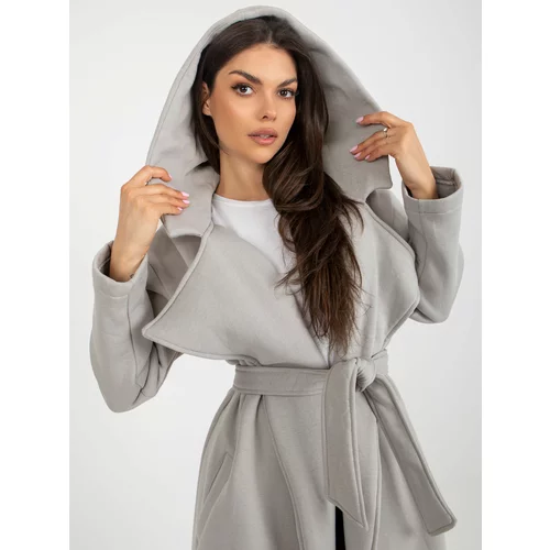Fashion Hunters Grey lady's tracksuit coat with belt