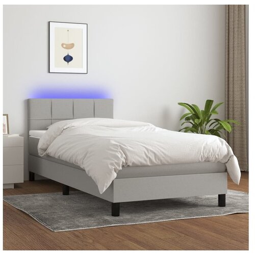  Krevet box spring s madracem LED svjetlosivi 80x200 cm tkanina Cijene