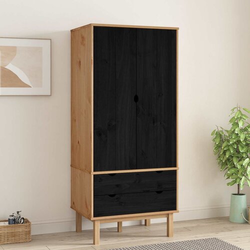 vidaXL Ormarić s vratima OTTA Crna 76 5 x 53 x 172 cm Masivna borovina - Crna Cijene
