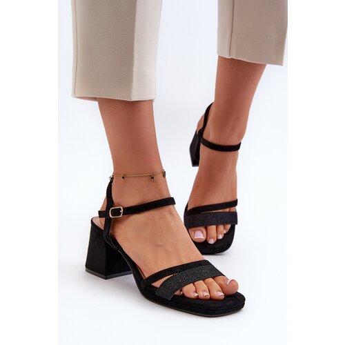 Kesi Women&amp;#039;s high-heeled sandals with shiny strap black Tessata Slike