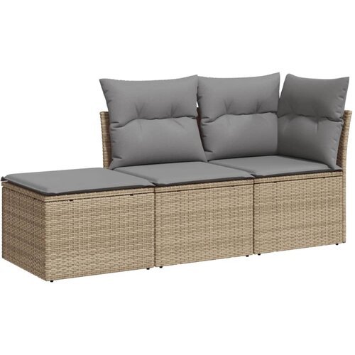  3-dijelni set vrtnih sofa od poliratana s jastucima bež Slike