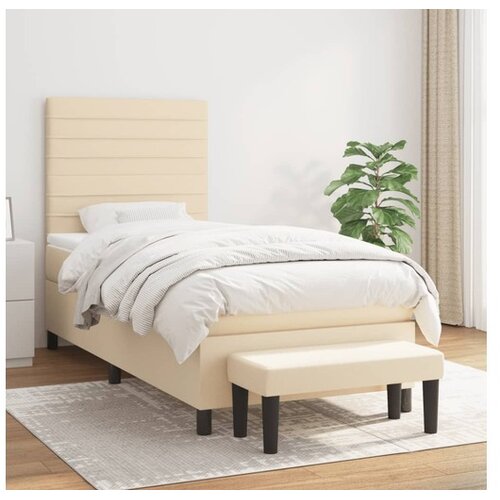  Box spring postelja z vzmetnico krem 100x200 cm blago Cene