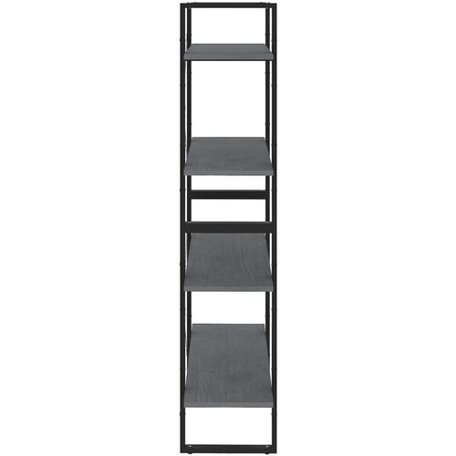 VidaXL Knjižna omara 4-nadstropna siva 80x30x140 cm trdna borovina Slike