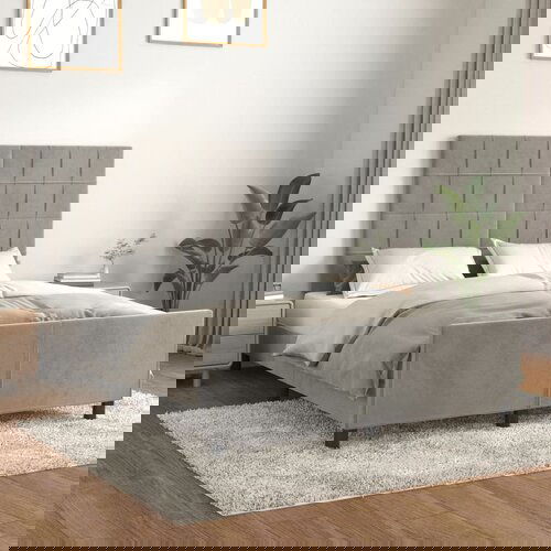 The Living Store Posteljni okvir z vzglavjem svetlo siv 140x200 cm žamet - Posteljni Okvir Z Vzglavjem, (21491530) Slike