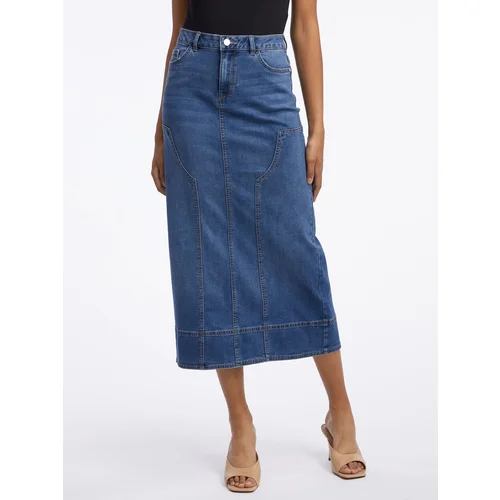 Orsay Dark blue denim maxi skirt - Women