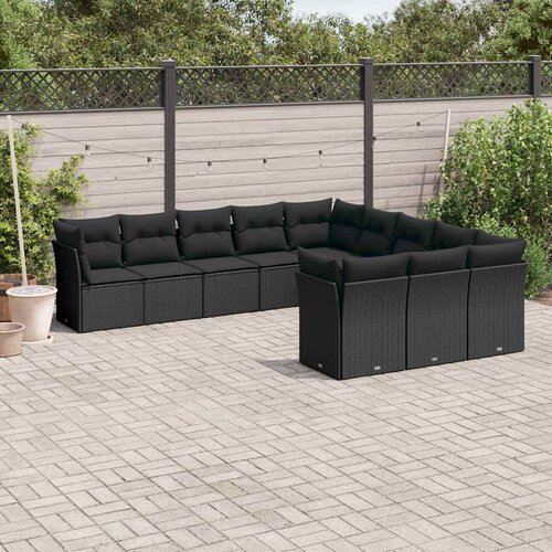  11-dijelni set vrtnih sofa od poliratana s jastucima crni Cijene