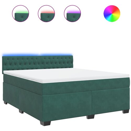 vidaXL Box spring postelja z vzmetnico temno zelena 180x200 cm žamet, (21307566) Cene
