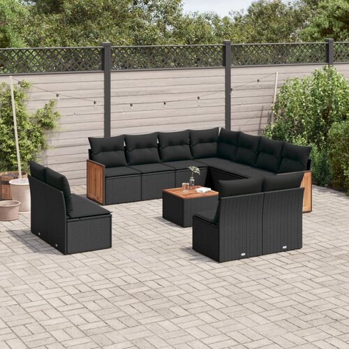 vidaXL 12-dijelni set vrtnih sofa od poliratana s jastucima crni Cijene