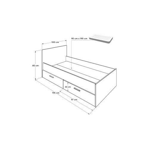 Kalune Design KRY-792-SD-2 SonomoWhite Single Bedstead Slike