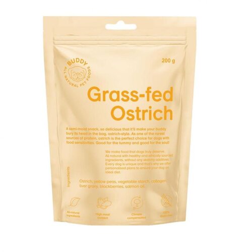 Buddy semi moist snack ostrich with blackberries 200 g Cene