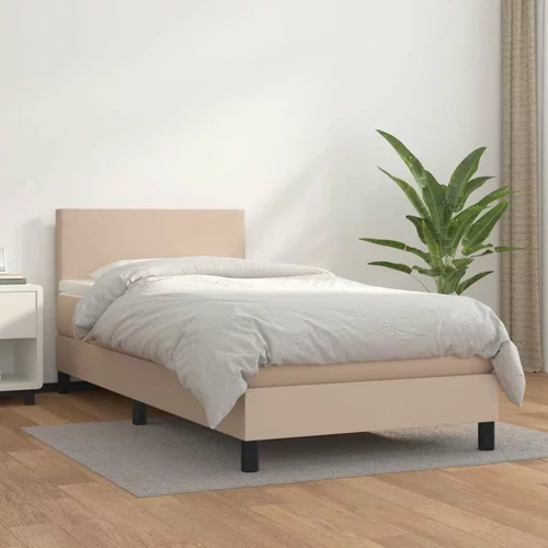 Box spring postelja z vzmetnico kapučino 100x200cm umetno usnje, (20725532)