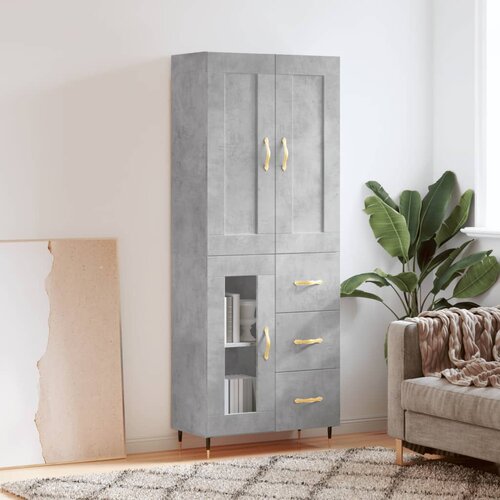 vidaXL Visoka komoda betonsko siva 69,5x34x180 cm inženirski les Cene