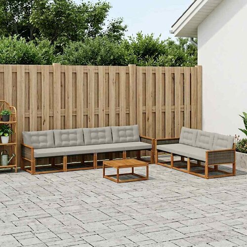  Set vanjskih sofa s jastukom 8 pcs Prirodna i svjetlosiva Cene