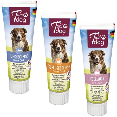  Mešano pakiranje: 3 vrste Tubidog po poskusni ceni! - 3 x 75 g Cene