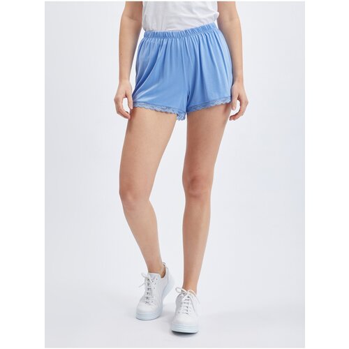 Orsay Light blue women's shorts with lace - Women's Cene