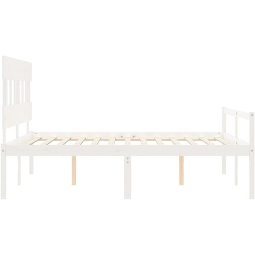  Krevet za starije s uzglavljem bijeli 160x200 cm masivnog drva Slike