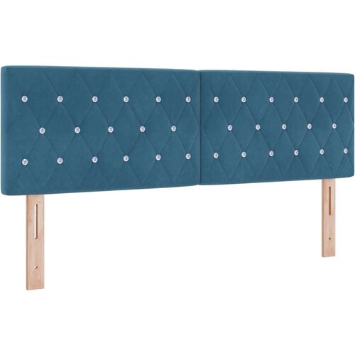 VidaXL Boksna postelja z vzmetnico temno modra 160x200 cm žamet Slike