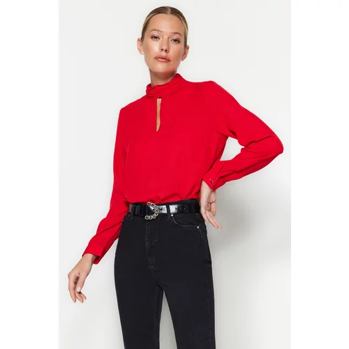 Trendyol Red Woven Stand Up Blouse