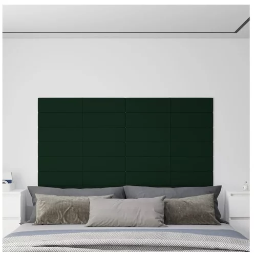  Stenski paneli 12 kosov temno zeleni 90x15 cm žamet 1,62 m²
